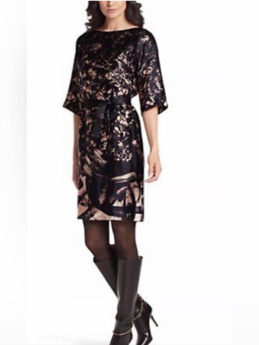 Hugo Boss Silk Tie-Waist Dress